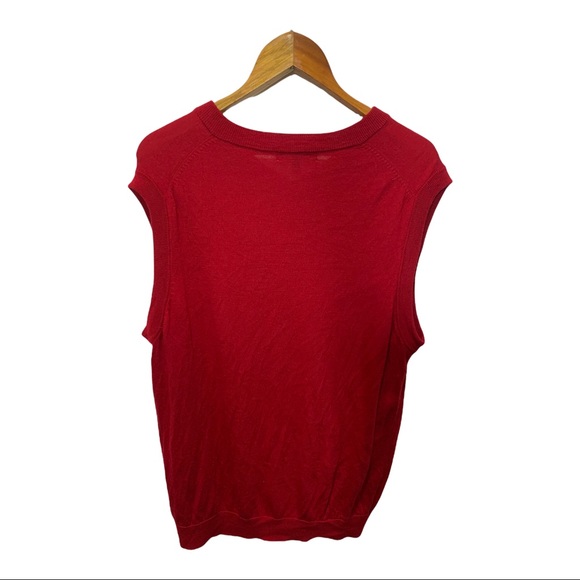 HART SCHAFFNER MARX 100% EXTRA FINE WOOL  RED RIBBED V-NECK SWEATER VEST - Picture 8 of 15